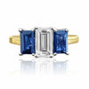 Bague de fiançailles en diamant taille émeraude certifiée GIA de 0,92 carat avec saphirs bleus