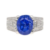 10.36 Carat No Heat Sri Lanka Oval Blue Sapphire and Diamond Ring