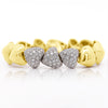 18k Gold Heart Charm Link 3.5 Carat Pave Diamond Bracelet