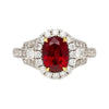 2,20 Karat Lebhaft Rot Ovaler Schliff Rubin & Diamant Retro Regal Stil Vintage Ring