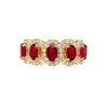3,43 Karat Ovalschliff Rubin und Diamant Halo Trauring Band Ring in 18K Gold