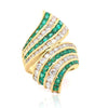 4.42 Carat Emerald & Diamond Pave 18K Gold Bypass Cluster Ring