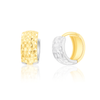 6mm Diamond Cut Reversible 14K Yellow To White Gold Huggie Hoop Earrings