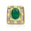 Fassung 4-5 Karat Ovalschliff Smaragd & Baguette Diamant Herren Ring