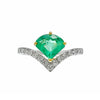 Fancy Cut Natural Colombian Emerald Ring 18k White gold