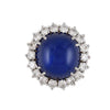 Bague Halo en Platine avec Saphir Bleu Cabochon de 25 Carats et Diamants, Certifiée GIA