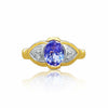 Bague Œil Maléfique en Tanzanite Taille Ovale en Or Jaune 14k