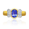 Oval Cut Violet Tanzanite in 14k Solid Gold Bowtie Ring