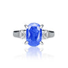 Vintage Oval Cut Natural Blue Sapphire Mounted in a Platinum Ring