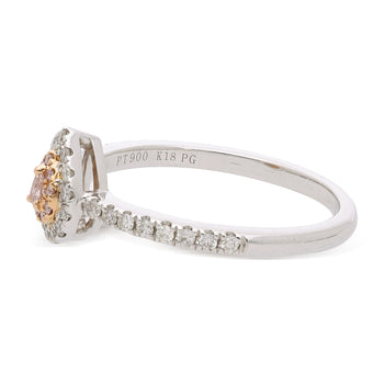 0.03 Carat Fancy Pink Pear Diamond Double Halo in 18K White Gold Statement Ring – Assay Jewelers