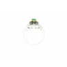 0.48 Carat Cushion Cut Emerald with Black and White Diamonds 14k White Gold Ring