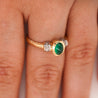 0.70 Carat Cabochon Emerald Bezel Set 14K Gold Ring
