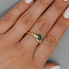 0.70 Carat Cabochon Emerald Bezel Set 14K Gold Ring