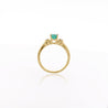 0.75 Carat Oval Cut Emerald & Diamond 3 Stone 14k Ring