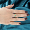 0.75 Carat Oval Cut Emerald & Diamond 3 Stone 14k Ring