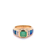 0,76CT kolumbianischer Smaragd und eingelegter Opal 14k Gelbgold Ring