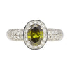 0.92 Carat Oval Cut Green Diamond Statement Ring In 18k White Gold