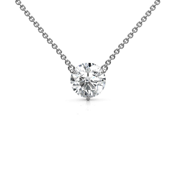 1-2 Carat Round Lab Diamond Floating Solitaire Pendant Necklace