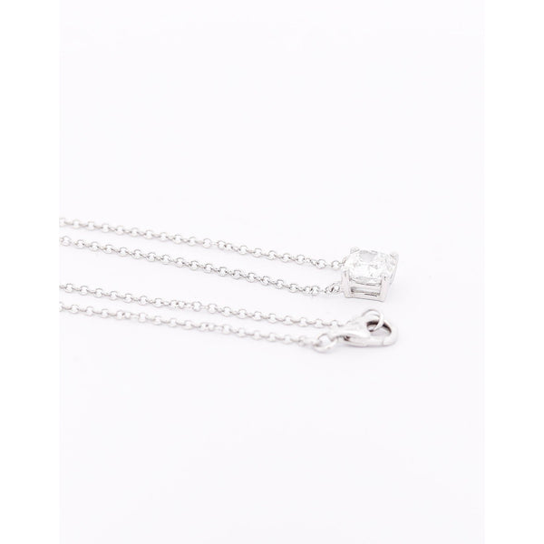 1 Carat Cushion-Cut Lab Grown Diamond Solitaire Pendant Necklace in 14K White Gold 16 Inch Chain