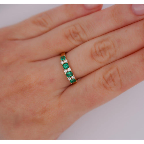 1 Carat Emerald Diamond 5-Stone Square Ring in 14K Gold