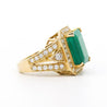 10 Carat Colombian Emerald & Diamond Halo Split Shank in 18K Gold Statement Ring