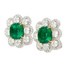 10 Carat Colombian Emerald GRS Certified Cushion Cut Minor Oil Diamond Earrings