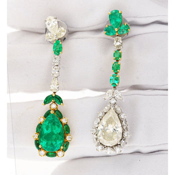 Boucles d’oreilles pendantes miroir en or 18K avec émeraudes naturelles et diamants de 10 carats – Assay Jewelers