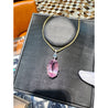 100 Carat Oval Cut Pink Kunzite with Aquamarine & Diamond Pendant in 18K White Gold