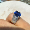 10.36 Carat No Heat Sri Lanka Oval Blue Sapphire and Diamond Ring