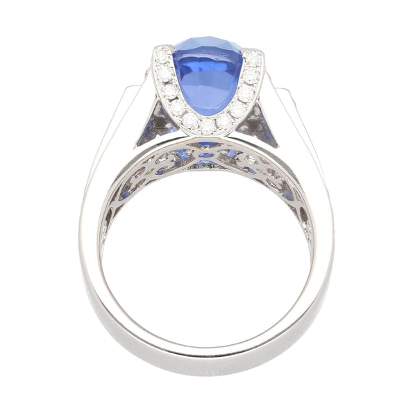 10.36 Carat No Heat Sri Lanka Oval Blue Sapphire and Diamond Ring