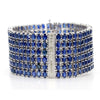 110 Carat Blue Sapphire & Diamond 14K White Gold Six Row Wide Wrap Bracelet