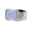 11.97 Carat Sugarloaf Lavender Blue Chalcedony 18K White Gold Ring