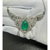 11ct Cabochon Drop Emerald Diamond Floral Platinum Necklace