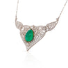 11ct Cabochon Drop Emerald Diamond Floral Platinum Necklace