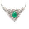 11ct Cabochon Drop Emerald Diamond Floral Platinum Necklace