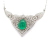 11ct Cabochon Drop Emerald Diamond Floral Platinum Necklace