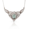 11ct Cabochon Drop Emerald Diamond Floral Platinum Necklace