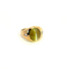 12 Karat Chrysoberyl Katzenauge Herrenring mit Baguette-Diamantseiten in 18K Gold