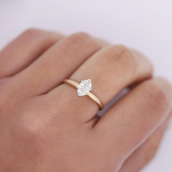 1/2 Carat Marquise Diamond Solitaire 2-tone 14K Gold Ring – Assay Jewelers