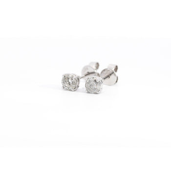 1/2 Carat Natural Diamond 4-Prong Basket Stud Earrings In 14K White Gold – Assay Jewelers