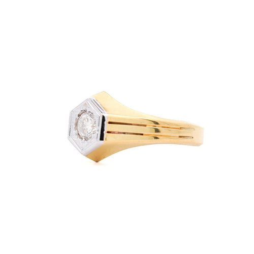 2 Carat Round Diamond Solitaire Unisex Ring in 14K Yellow Gold