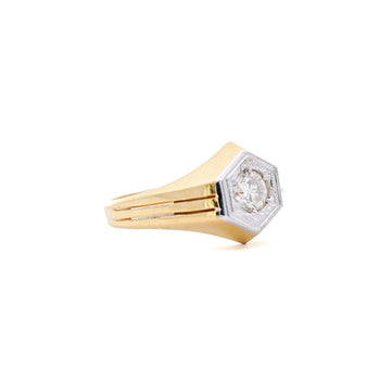 1/2 Carat Round Diamond Solitaire Unisex Ring in 14K Yellow Gold – Assay Jewelers