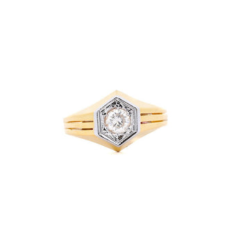 1/2 Carat Round Diamond Solitaire Unisex Ring in 14K Yellow Gold – Assay Jewelers