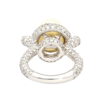 12.3MM SouthSea White Pearl and Round Cut Pave Diamond Ring in 18k White Gold – Assay Jewelers