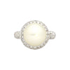 12.3MM SouthSea White Pearl and Round Cut Pave Diamond Ring in 18k White Gold