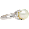 12.5mm South Sea Pearl and Diamond Platinum Three Stone Ring