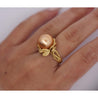 12.8mm Golden South Sea Pearl and Round Cut Diamonds Ring in 18k Yellow Gold