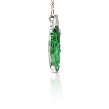 14 Karat White Gold Carved Grade "A" Jadeite Jade Pendant Necklace – Assay Jewelers