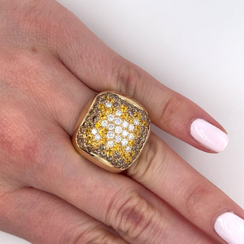 14K Gold Multi Color Natural Diamond and Sapphire Open Shank Cluster Dome Ring – Assay Jewelers