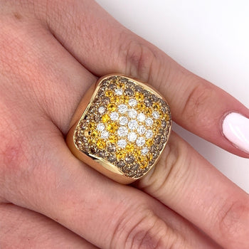14K Gold Multi Color Natural Diamond and Sapphire Open Shank Cluster Dome Ring – Assay Jewelers